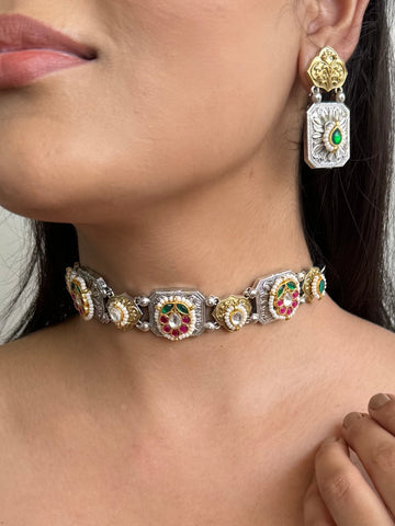 Tanvi Fusion Choker Set | Necklace + Earrings
