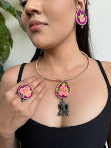 Moumita Necklace Set | Hasli + Earrings + Ring