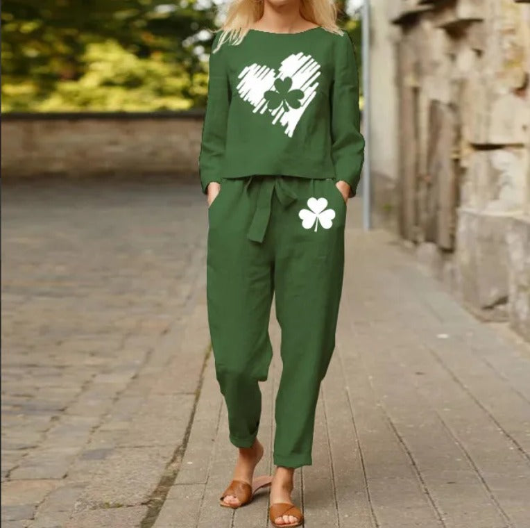 Cotton Printed Floral Crop Top & Trousers