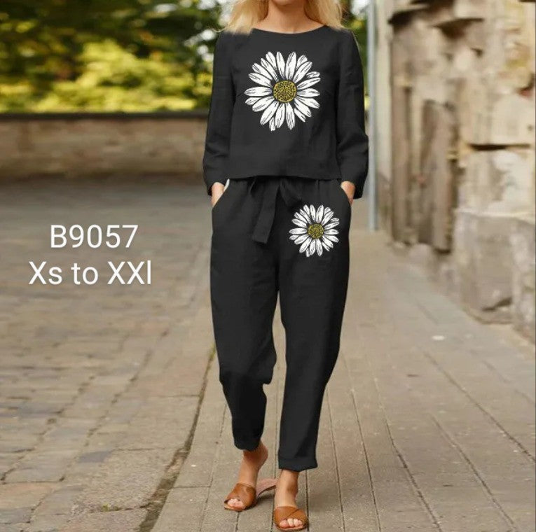 Cotton Printed Floral Crop Top & Trousers