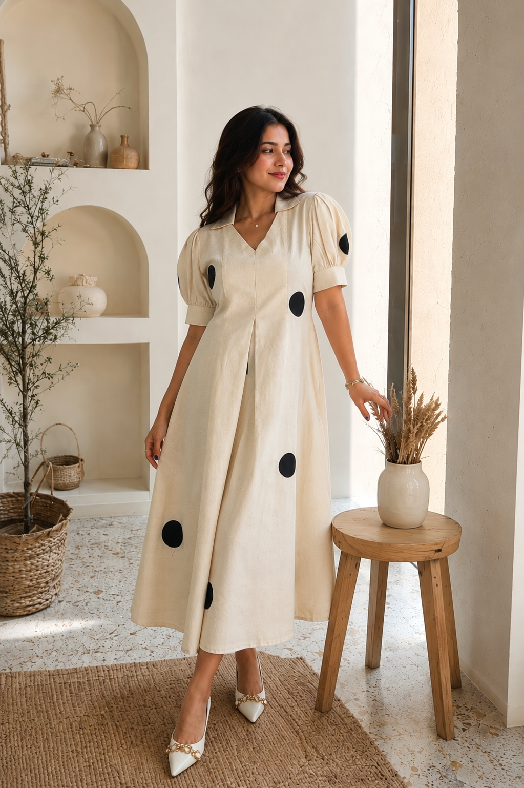 midi cotton summer dresses for women Dots Dress Size:6-9MON ANRABESS Women's Summer T cathedral bridal gowns Floral midi tiered ruffle dress