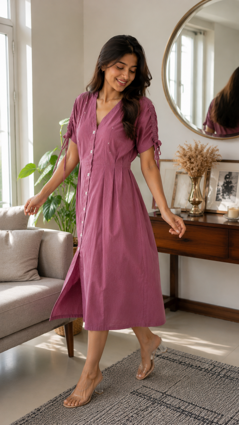 mauve cotton dress Mauve Cotton Dress