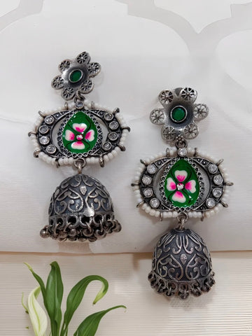 Hiyal Earrings | German Silver Balis