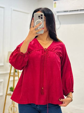 Wine Hue Cotton Slub Top