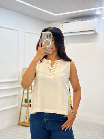 Ivory Essence Khadi Top