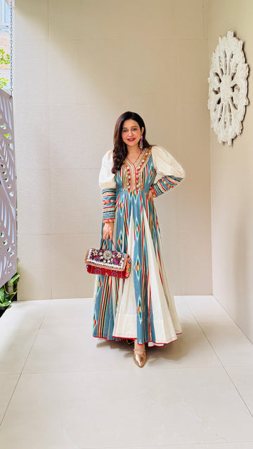 BohoBloom Maxi – Cream & Oil Blue