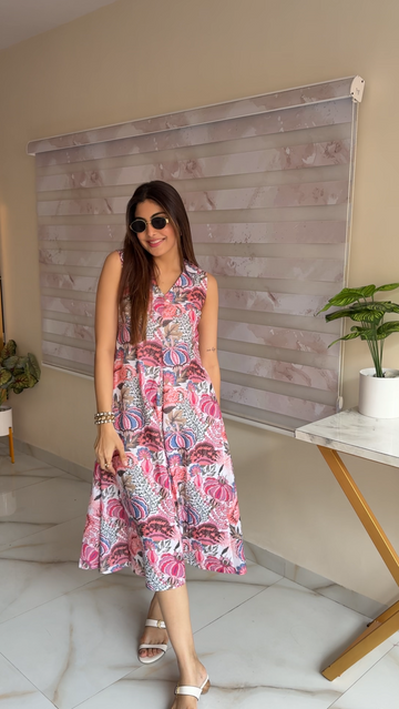 Blossom Aura Cotton Middi Dress