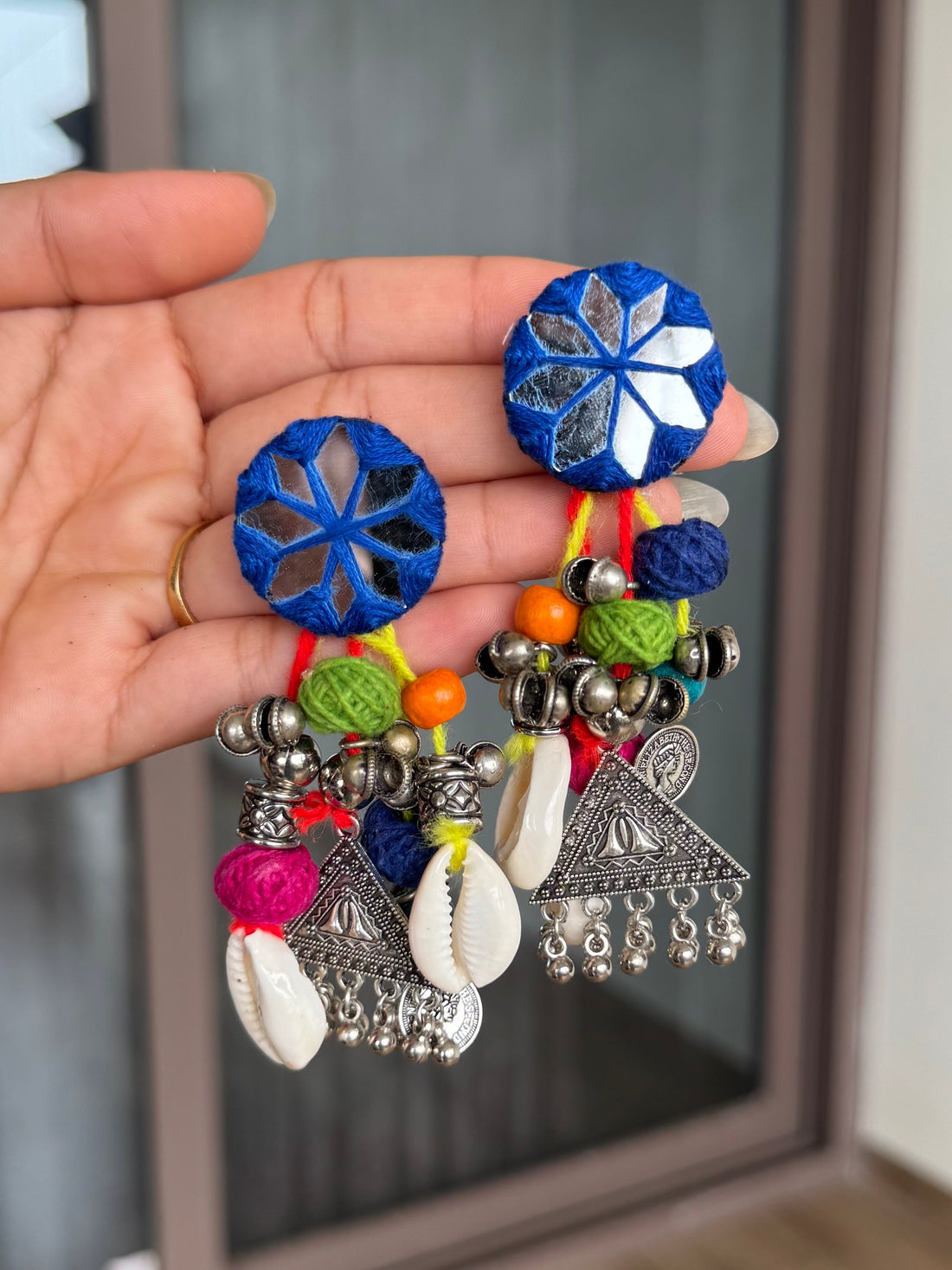 Dhyana Mirrorwork Fabric Hasli + Earrings Set