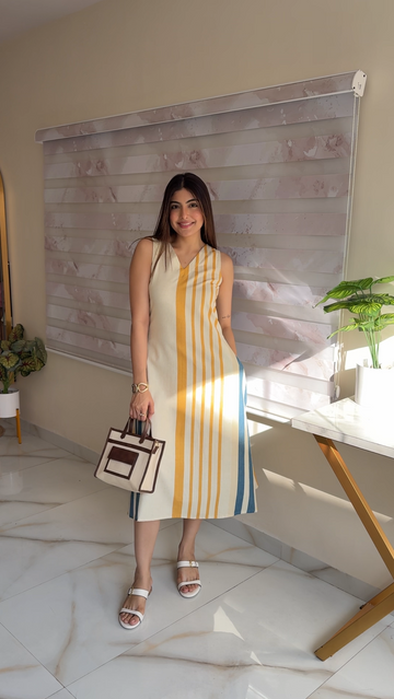 Sunrise Stripes Middi Dress