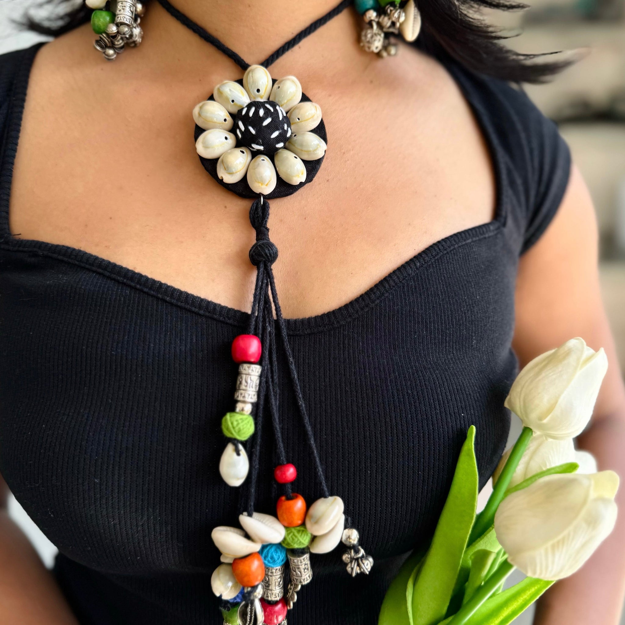 Ghumee Fabric Choker + Earrings Set