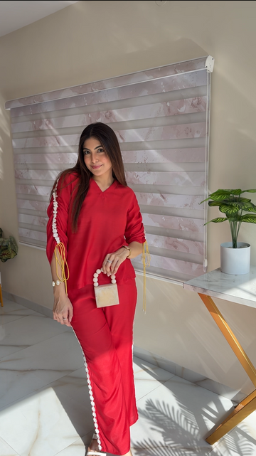 Red Blossom Lace Set