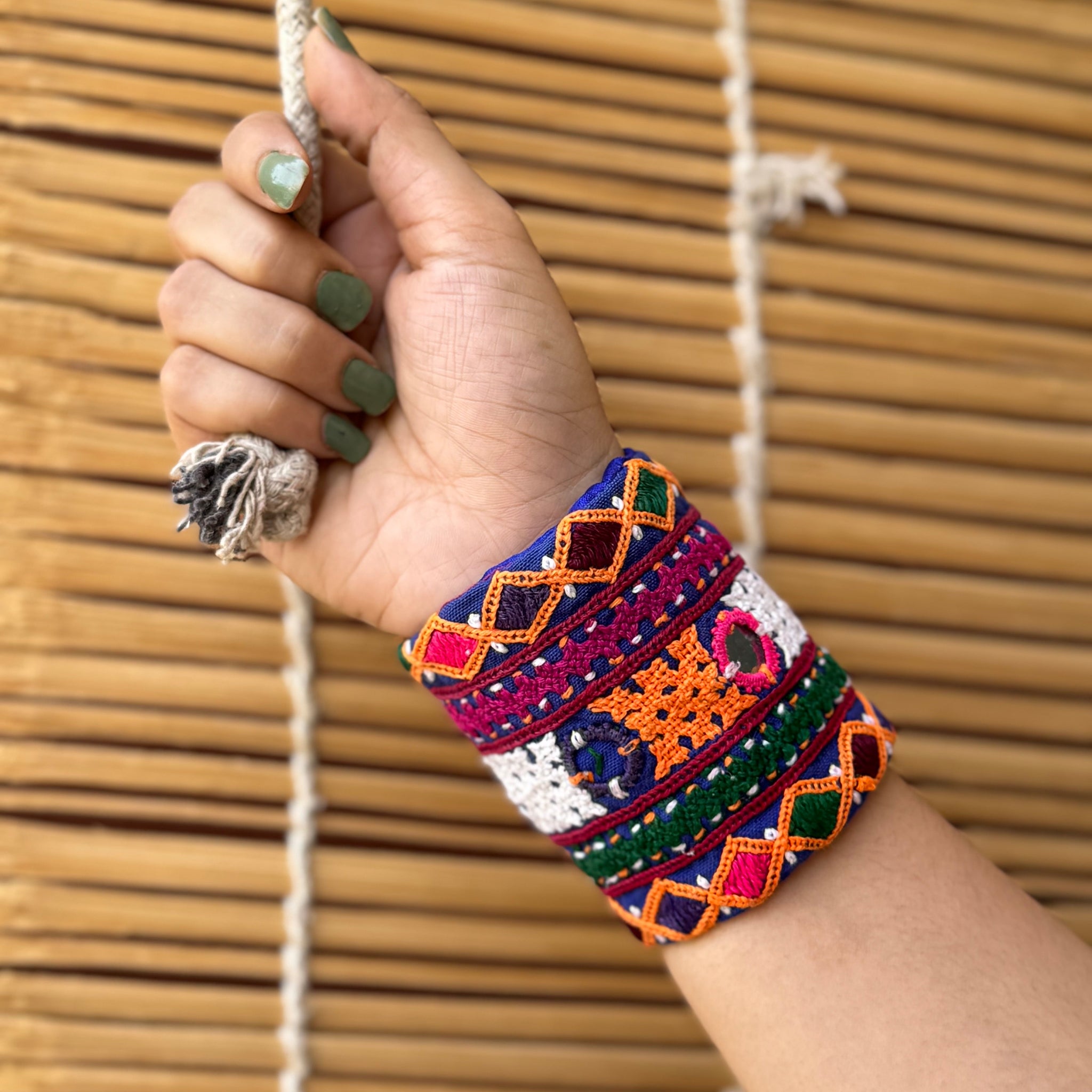Abida Kutchi Fabric Bracelet | Handcuff