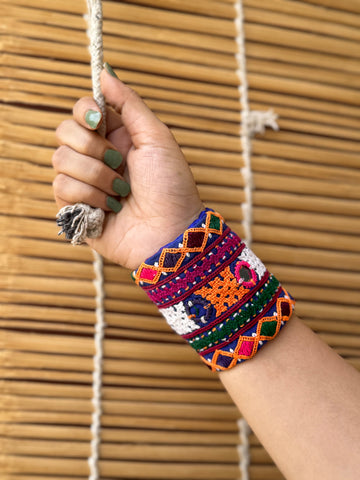 Abida Kutchi Fabric Bracelet | Handcuff