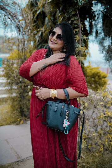 Crepe crushed maxi dress