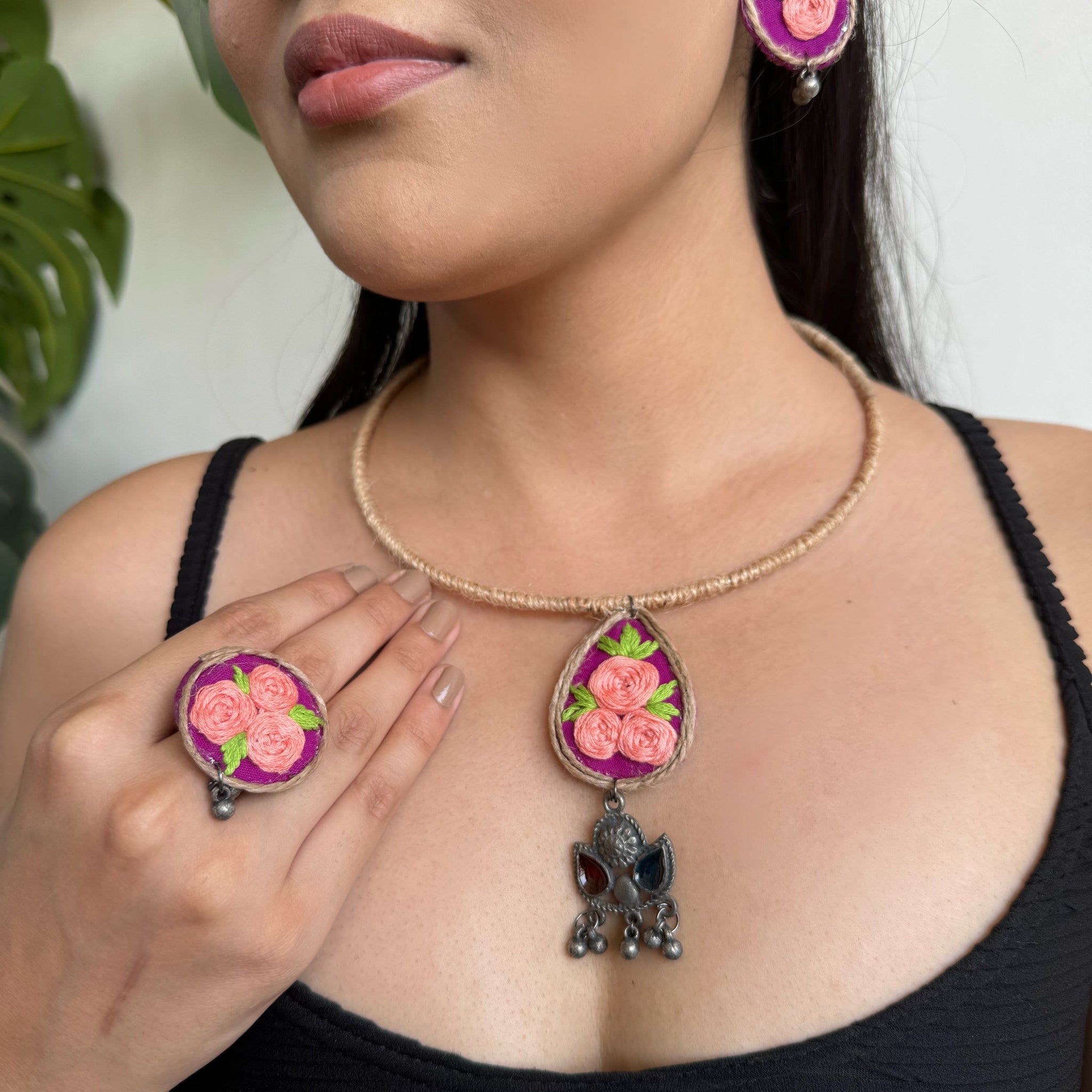 Moumita Necklace Set | Hasli + Earrings + Ring