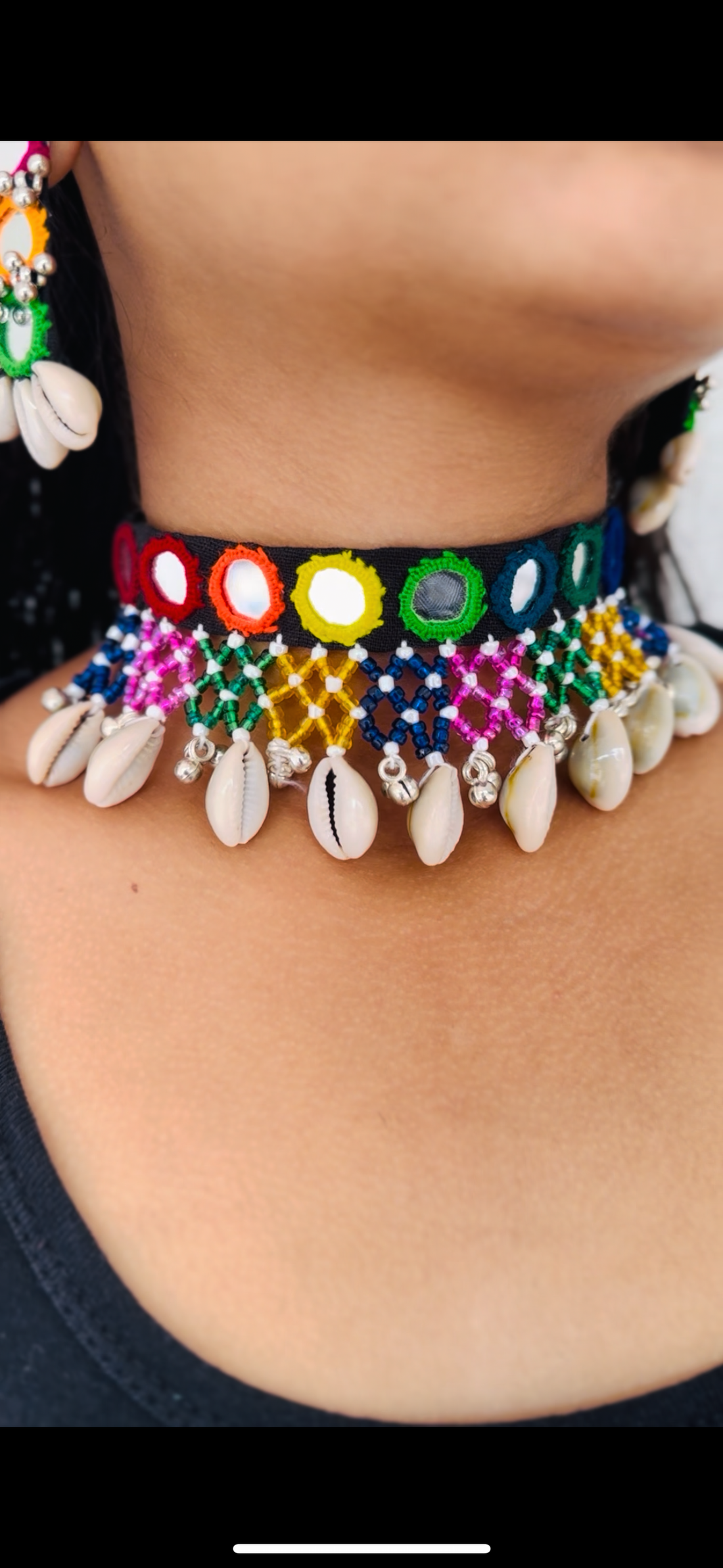 Meinu Mirrorwork Choker + Earrings | Necklace Combo