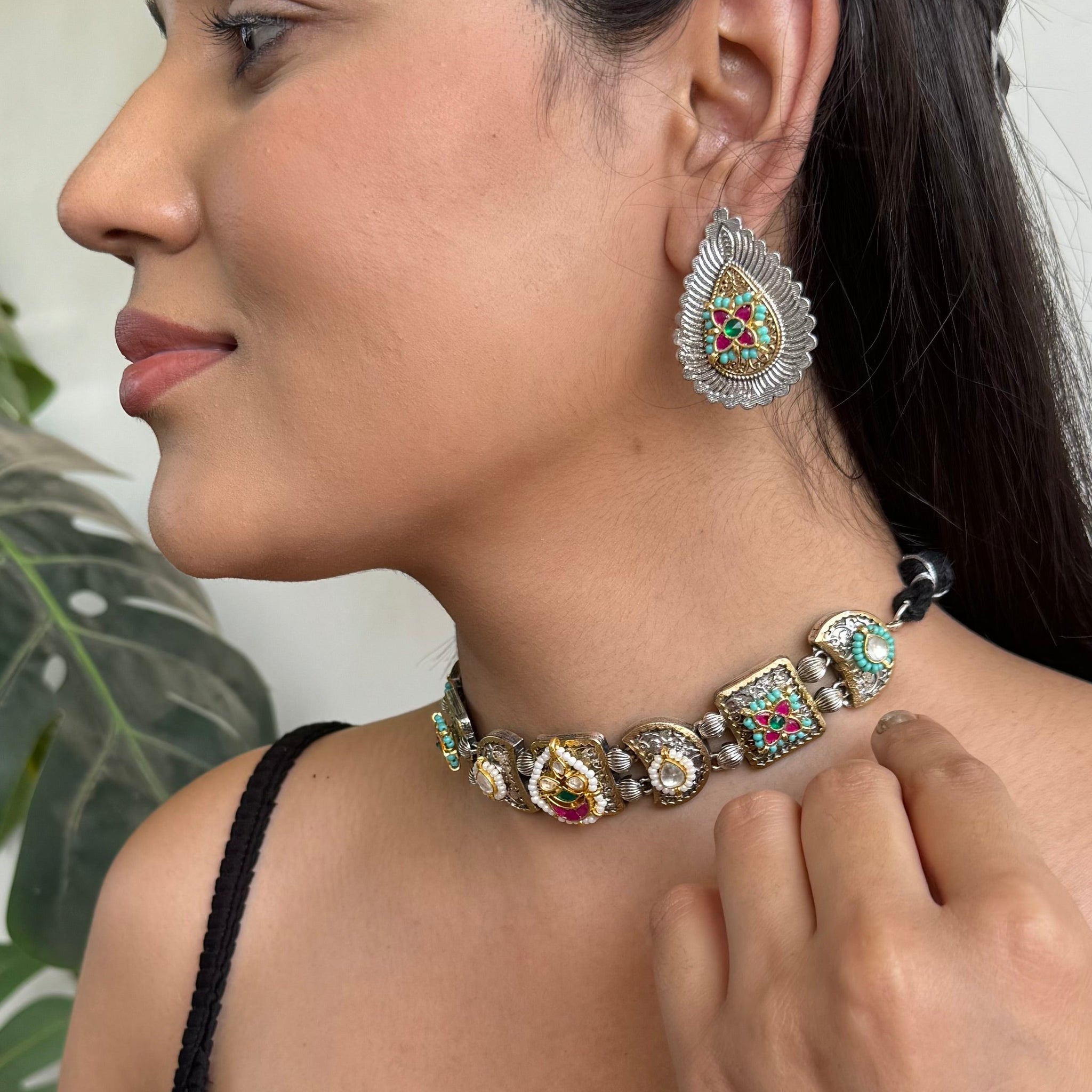 Sakshi Fusion Choker Set | Necklace + Earrings