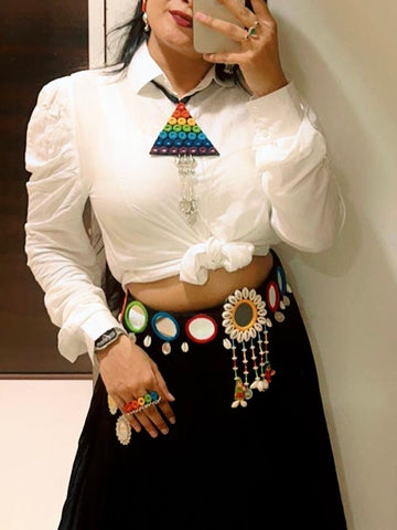 Tisha Mirrorwork Fabric Necklace + Ring + Belt + Earrings | Combo set