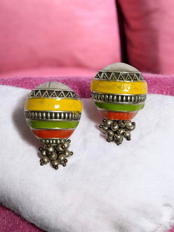 Shankhya Earrings | German Silver Studs