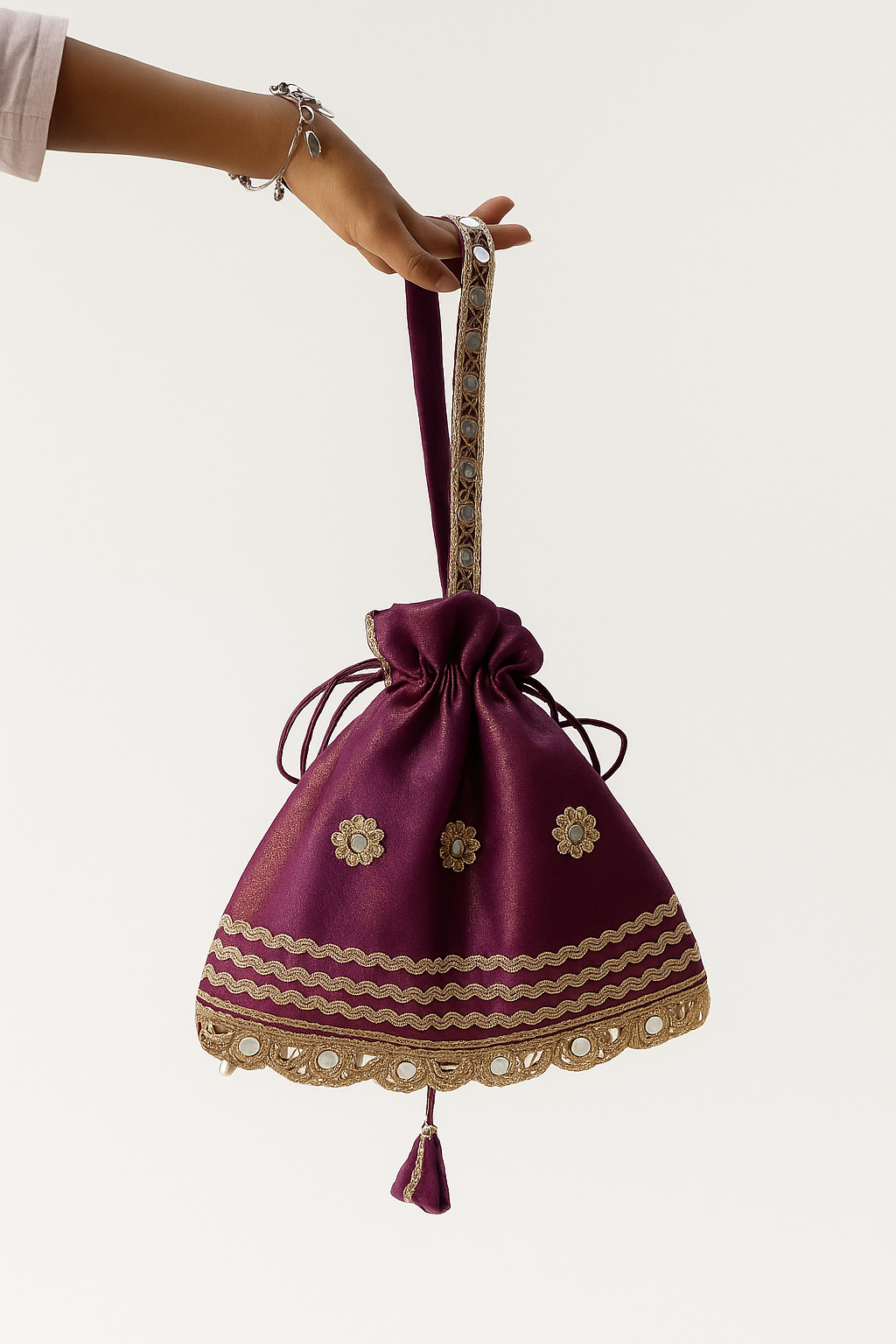 Royal Plum Mirror Potli