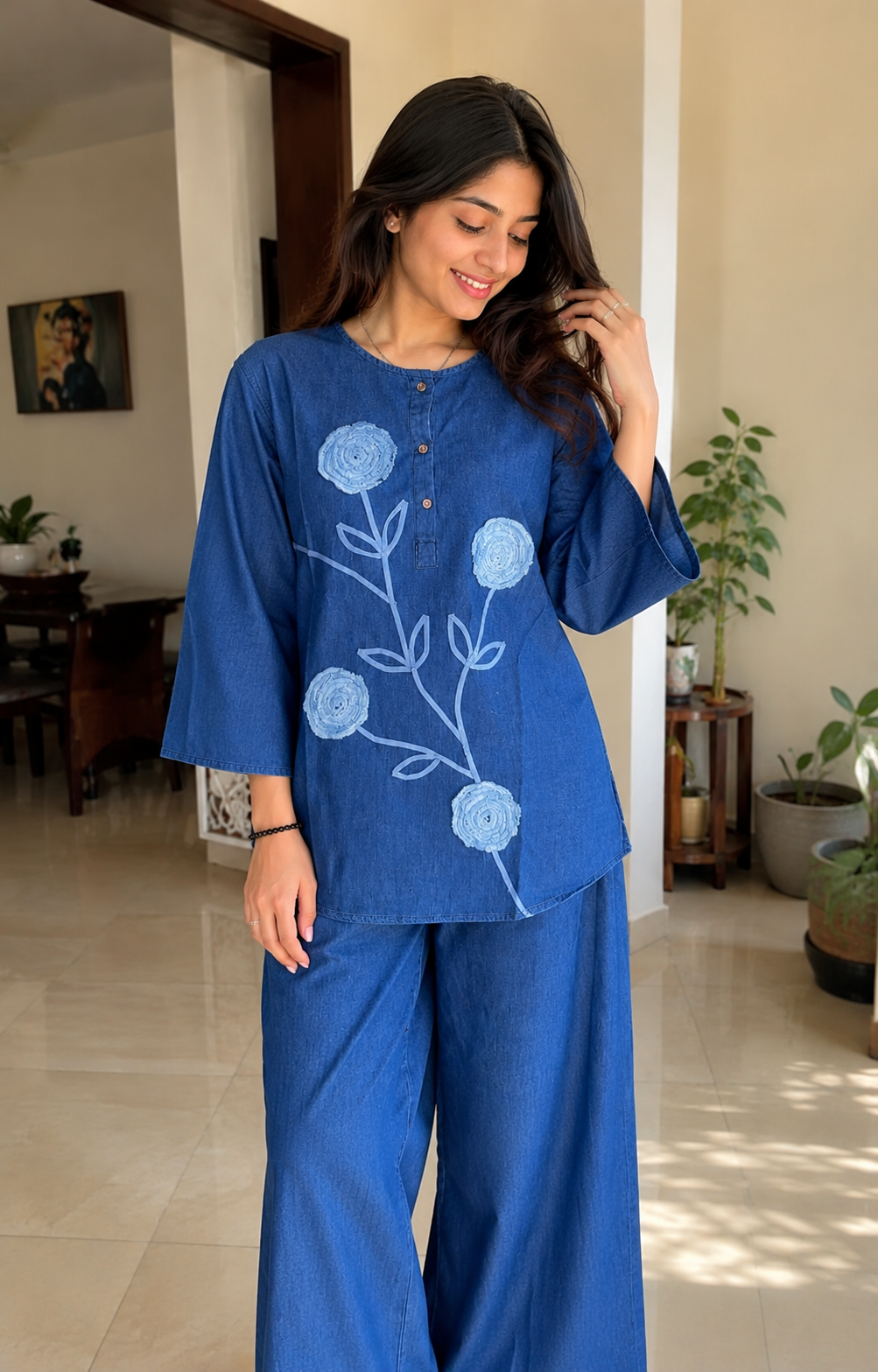 Denim Floral Comfort Set