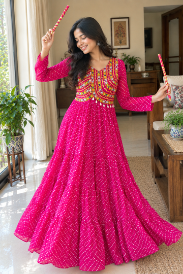 Gulabo Bandhani Flare Dress