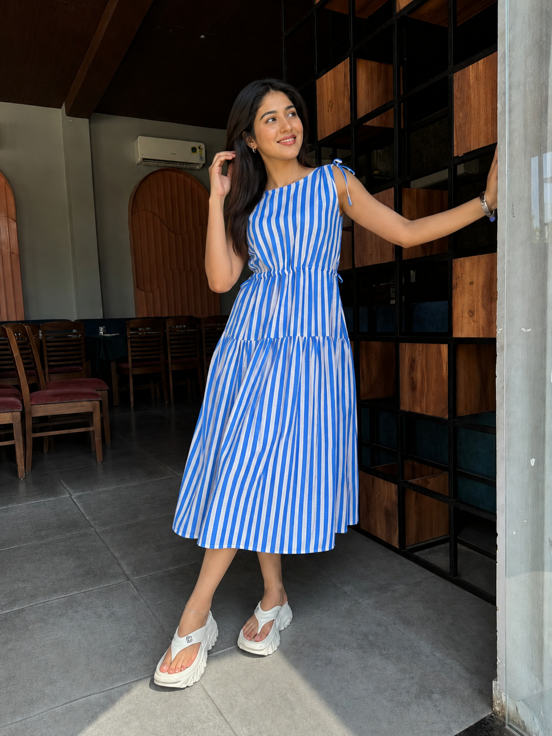 Cotton Candy Stripes Midi Dress
