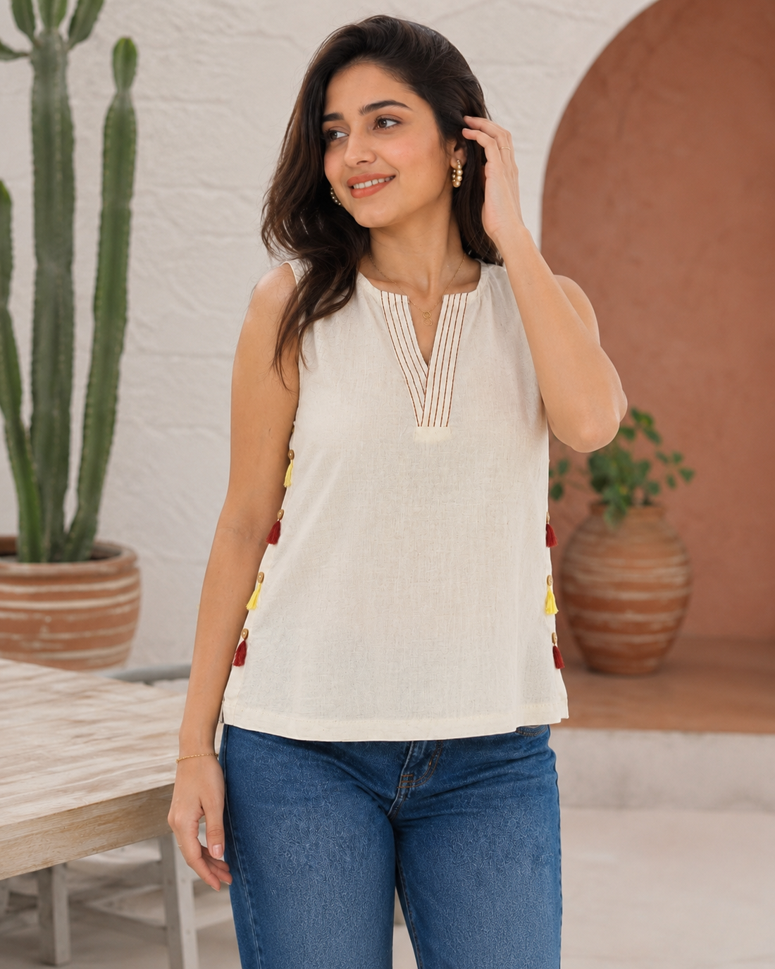 Ivory Essence Khadi Top