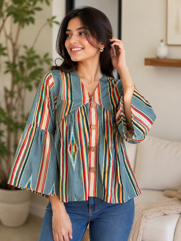 Oil Blue Stripes Top