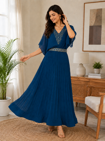 Crepe crushed maxi dress