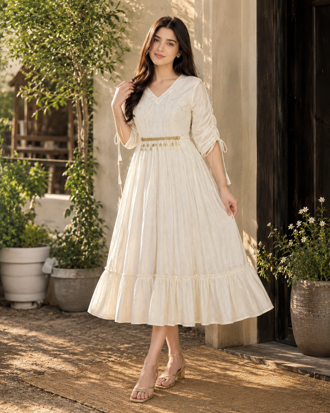 Ivory Bloom Midi Dress
