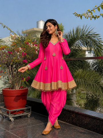 Rangrez Hot Pink Ethnic Kurta Set