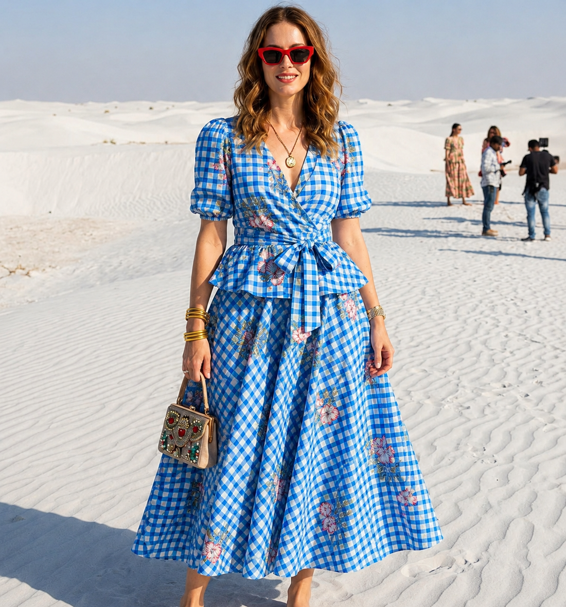 Floral Gingham Elegance Dress
