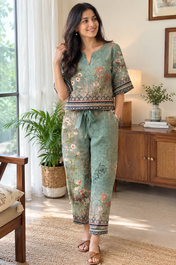 Floral Crop Top & Trousers