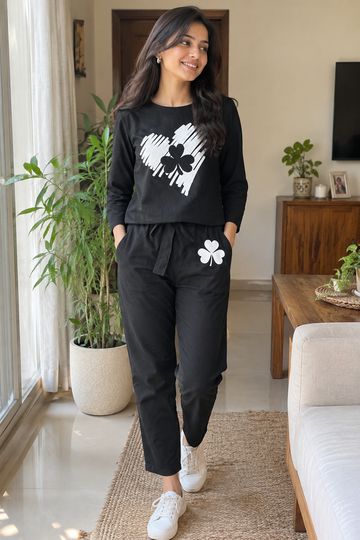 Black Clover Cotton Crop Top & Trousers