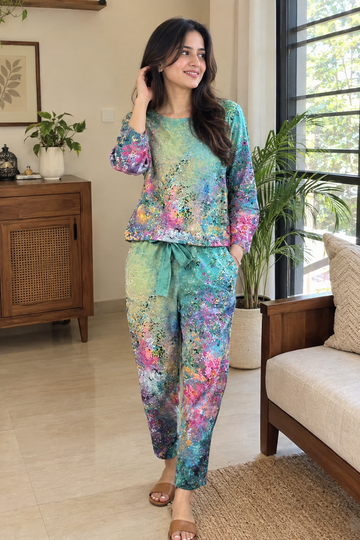 Flutter Garden Cotton Crop Top & Trousers