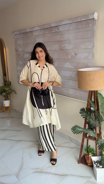 Ivory Ink Muslin Co-Ord Set
