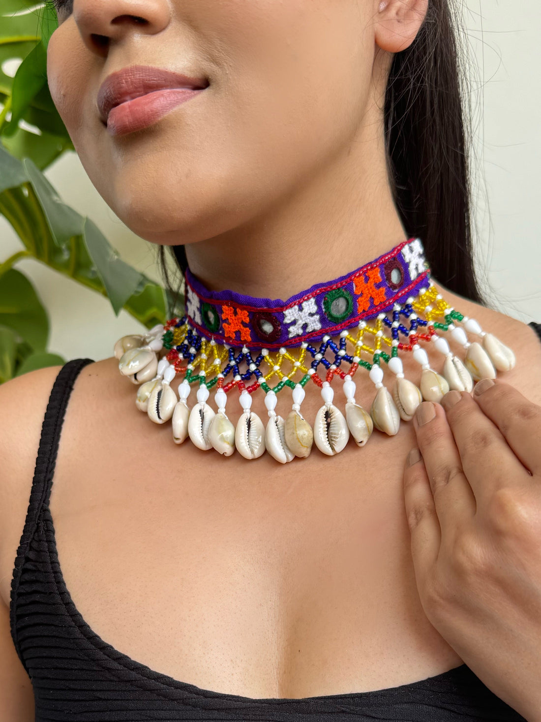 Hridayi Mirrorwork Fabric Choker