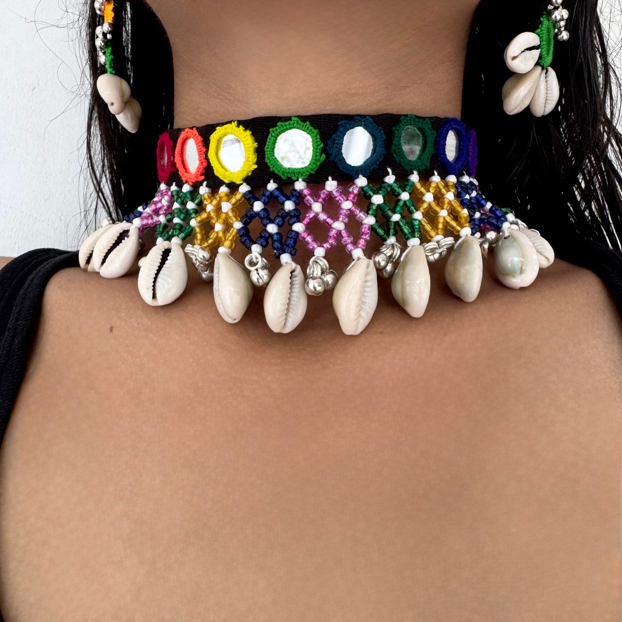 Meinu Mirrorwork Choker + Earrings | Necklace Combo