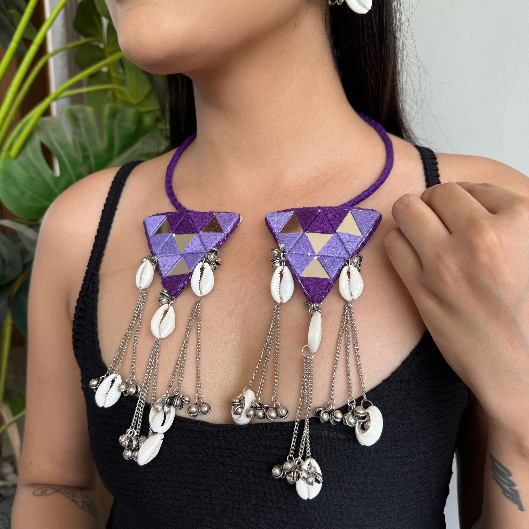 Gulabo Fabric Hasli + Earrings | Necklace set