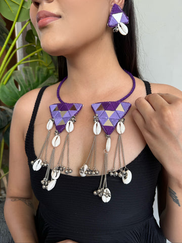 Gulabo Fabric Hasli + Earrings | Necklace set