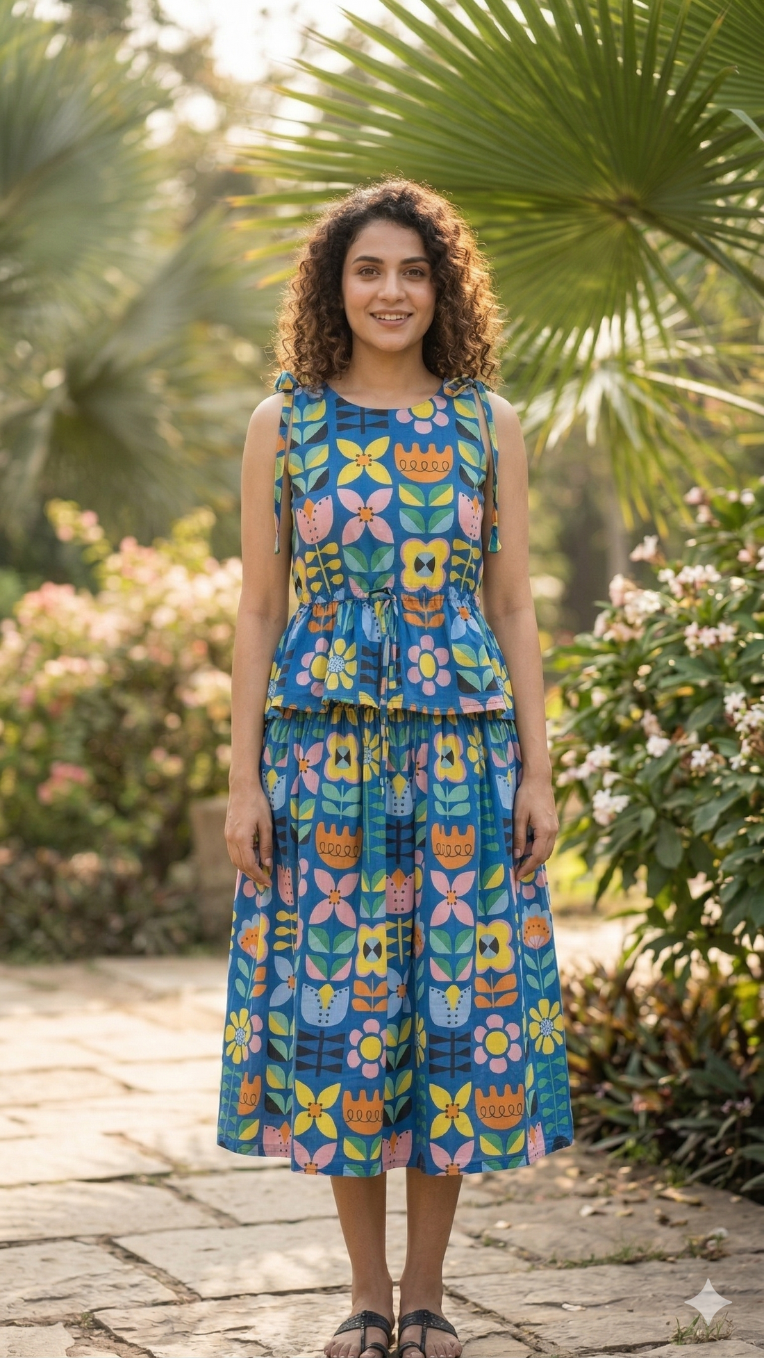 Blue Bubble Midi Dress