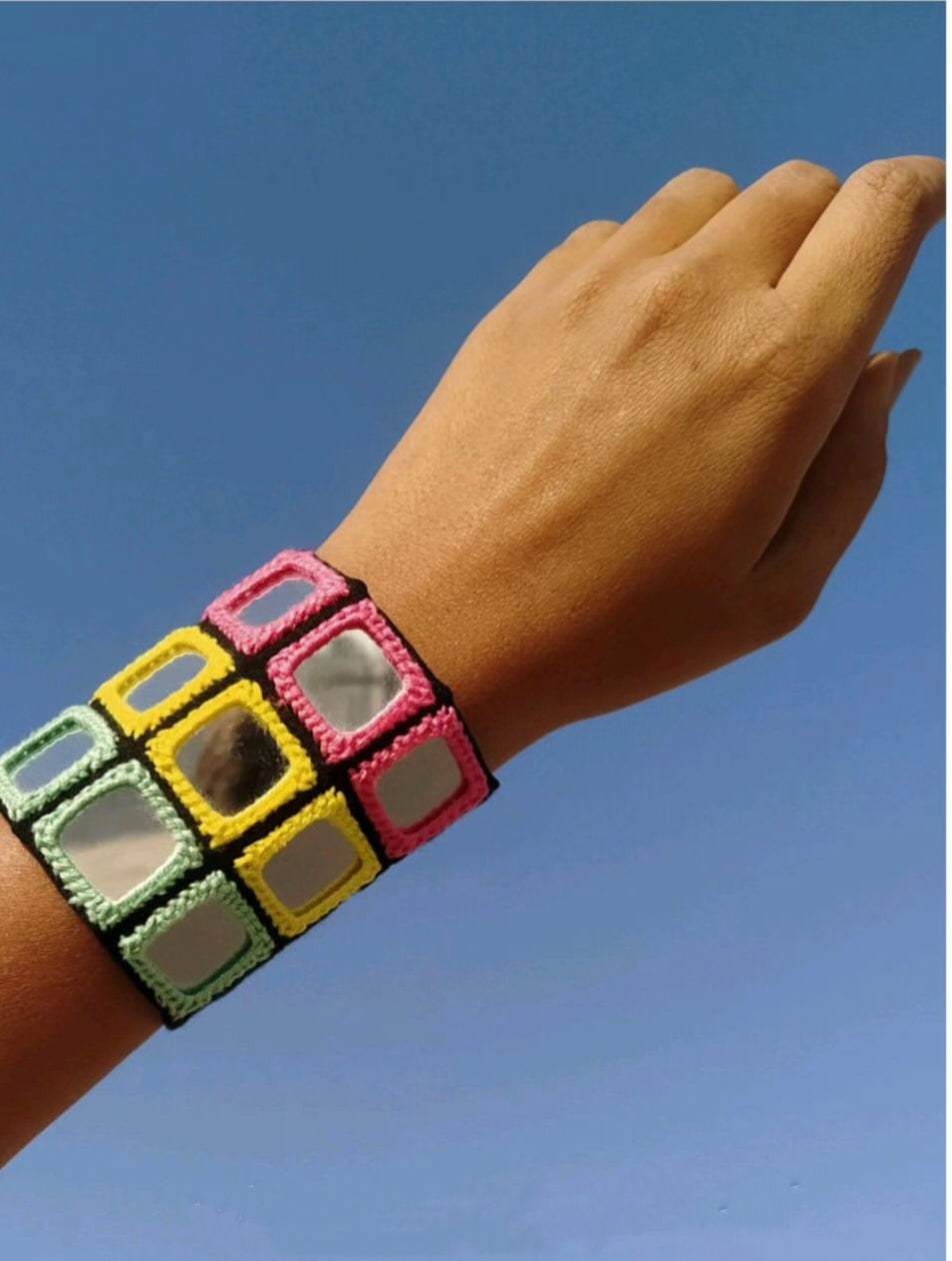 Snigtha Mirrorwork Fabric Bracelet | Handcuff