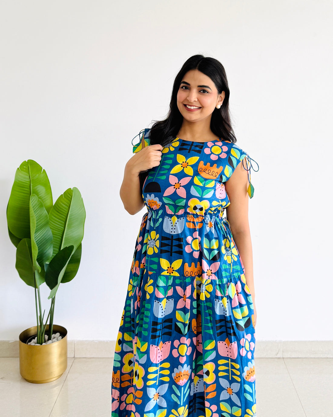 Blue Bubble Midi Dress