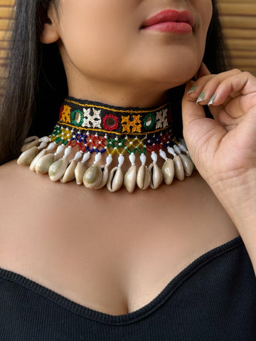 Kritika Mirrorwork Fabric Choker | Necklace set