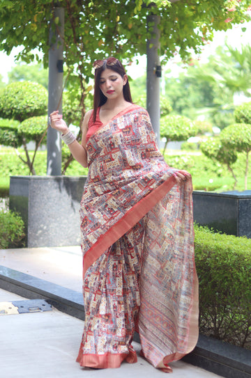 Saanvi chanderi saree with blouse