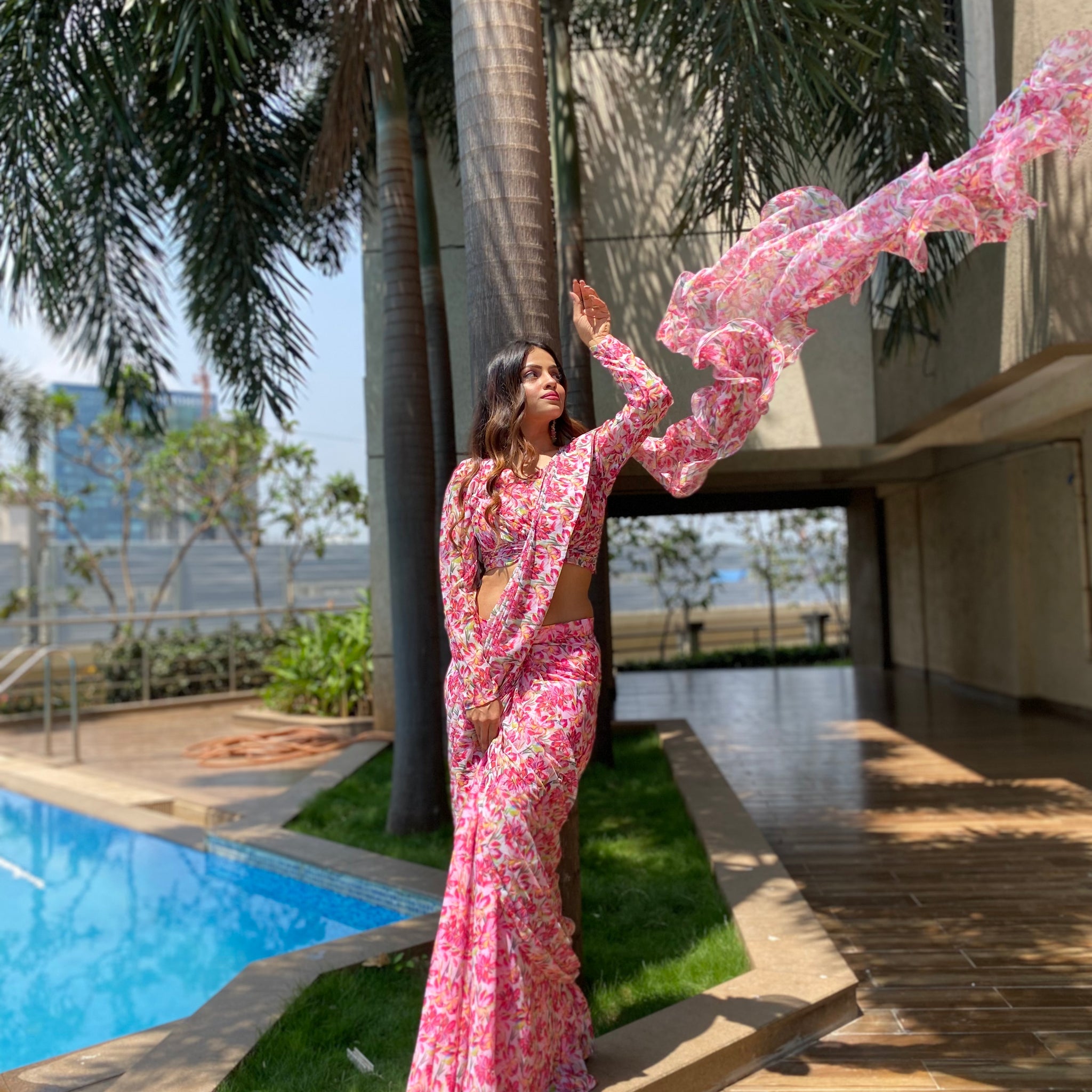 Pink Butterfly Saree
