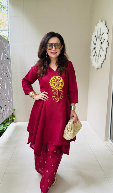 Royal Petal Linen Coord Set