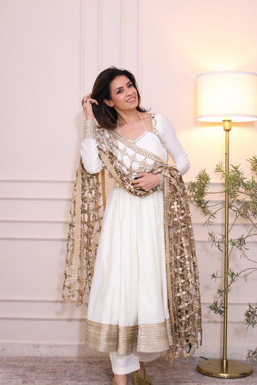 Pearl Majesty Anarkali  Set ( Order dupatta Seperately )