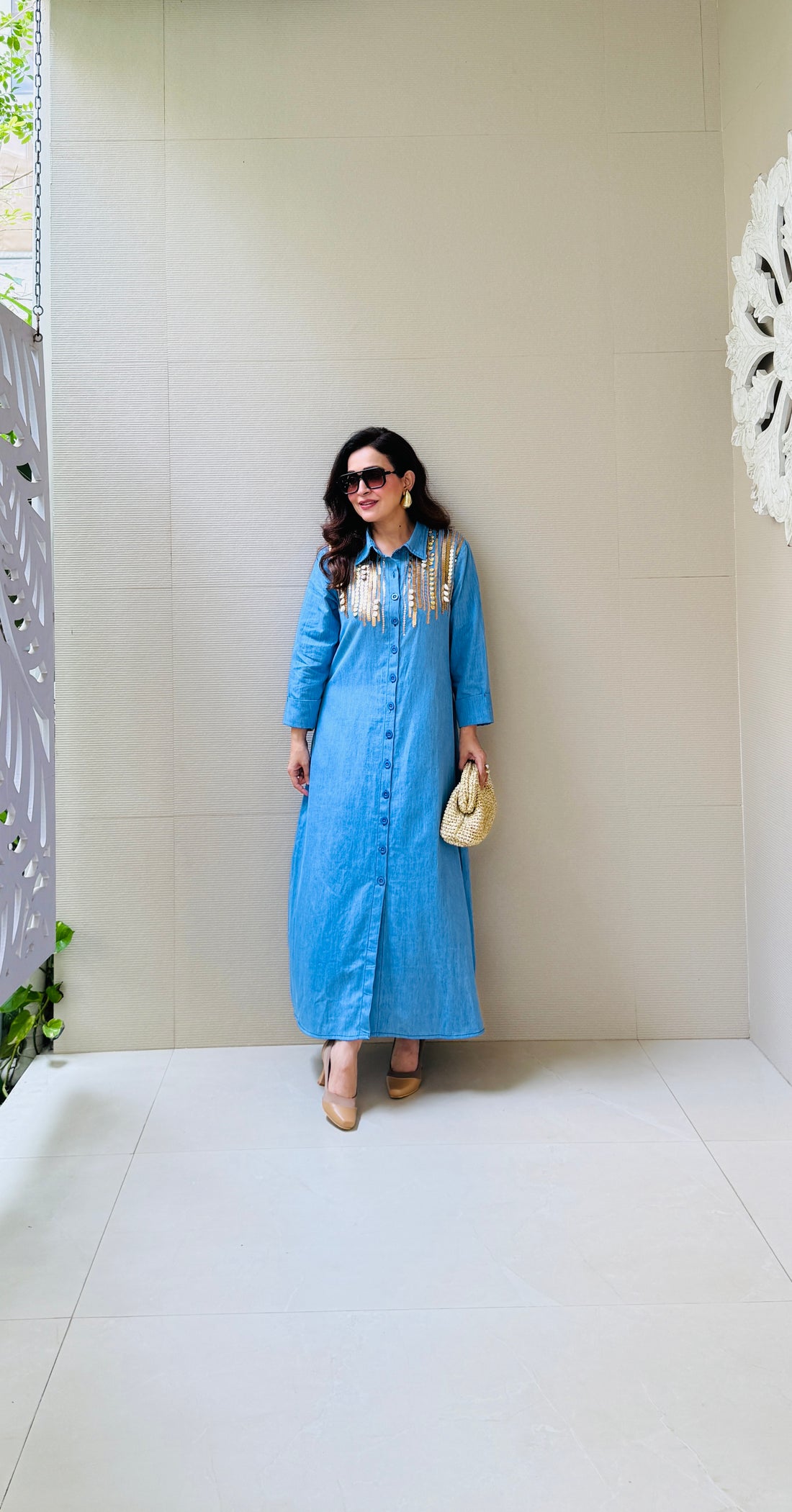 Denim Dazzle Midi Dress
